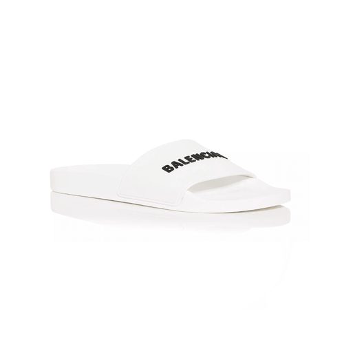 Balenciaga Women's Logo Slide Sandals White - ElizabethBeautyProducts.com