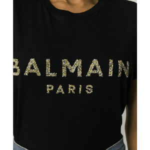 Balmain Glitter Logo Print T-Shirt - ElizabethBeautyProducts.com