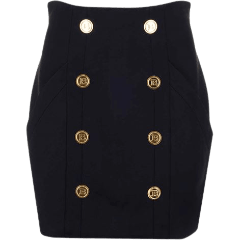 BALMAIN Jersey High-Waist 8-Button Skirt - ElizabethBeautyProducts.com