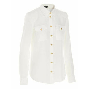 BALMAIN Pocket Detail Buttoned White Shirt - ElizabethBeautyProducts.com
