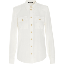 Load image into Gallery viewer, BALMAIN Pocket Detail Buttoned White Shirt - ElizabethBeautyProducts.com