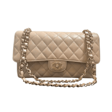 Load image into Gallery viewer, Chanel Classic Handbag Grained Calfskin &amp; Gold-Tone Metal Beige - ElizabethBeautyProducts.com