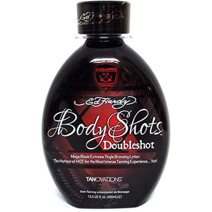 Ed Hardy Body Shots Double Shot Tingle Bronzer Tanning Lotion 13.5 oz - ElizabethBeautyProducts.com