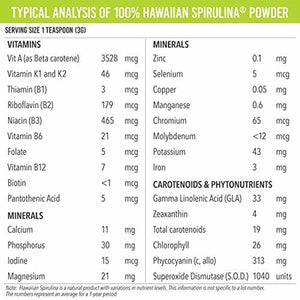 Pure Hawaiian Spirulina Powder 5 oz- Natural Premium Spirulina from Hawaii - Vegan, Non-GMO, Non-Irradiated - Superfood Supplement & Natural Multivitamin - SCC Elizabeth Beauty