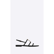 Load image into Gallery viewer, SAINT LAURENT Cassandra Flat Sandals in Smooth Leather with Gold-Tone Monogram - ElizabethBeautyProducts.com
