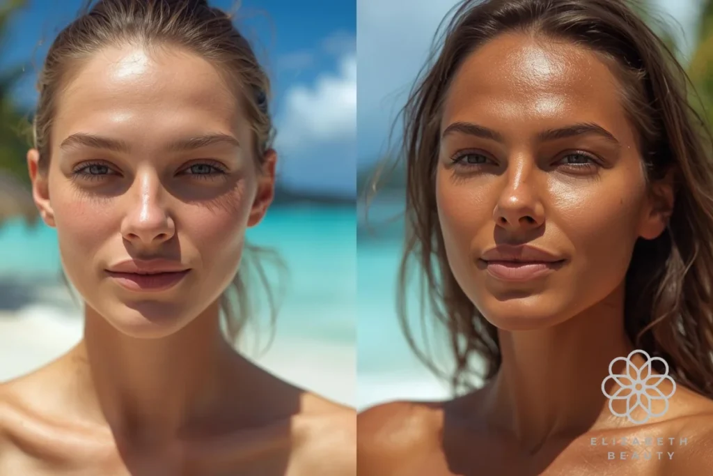 maui babe browning lotion in a tanning bed befor and after