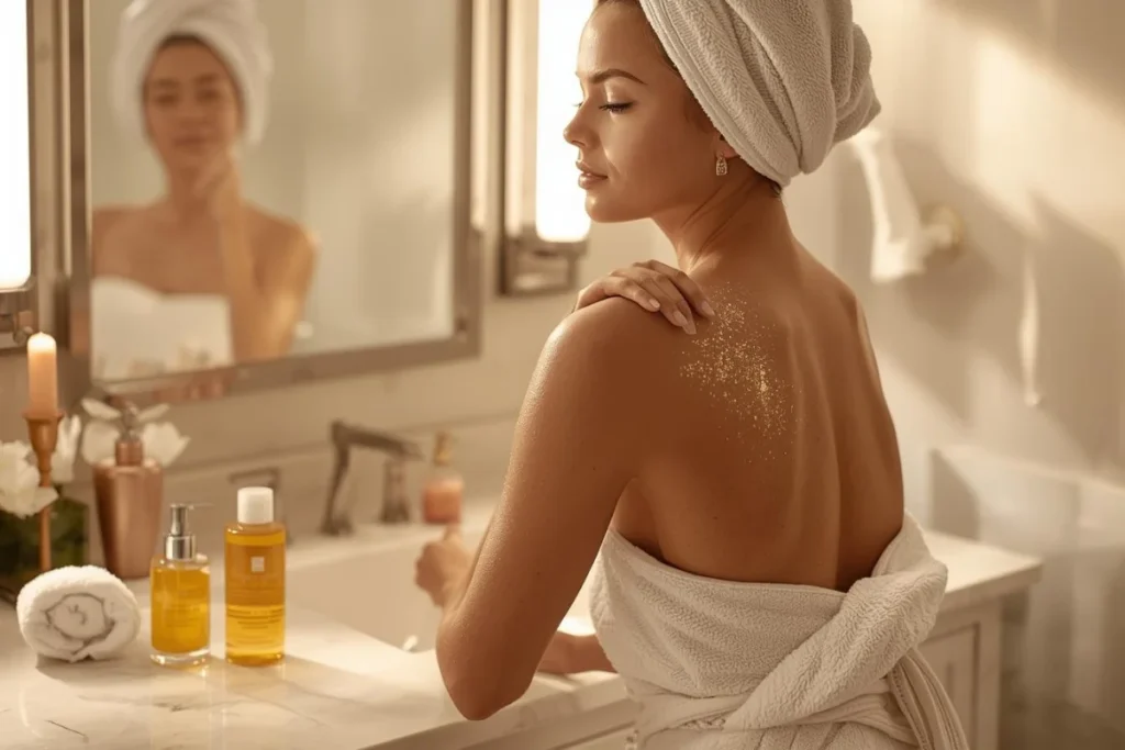 shower oil or body wash first